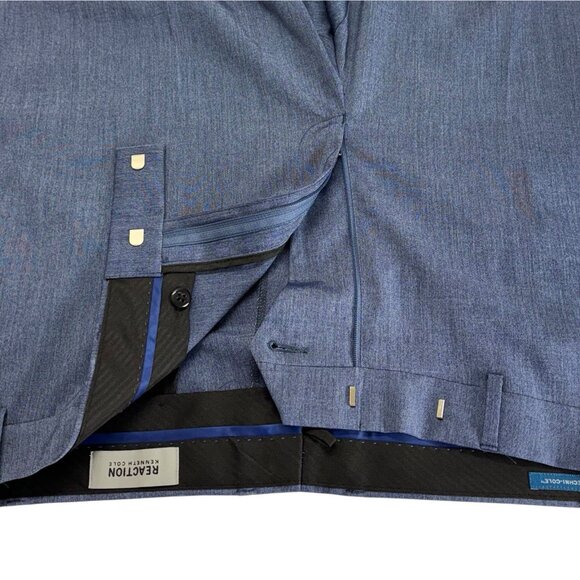 Kenneth Cole Reaction Suit Blue Slim Fit Techni-Cole Jacket Pant 46L 40W 32L NEW - Picture 8 of 9